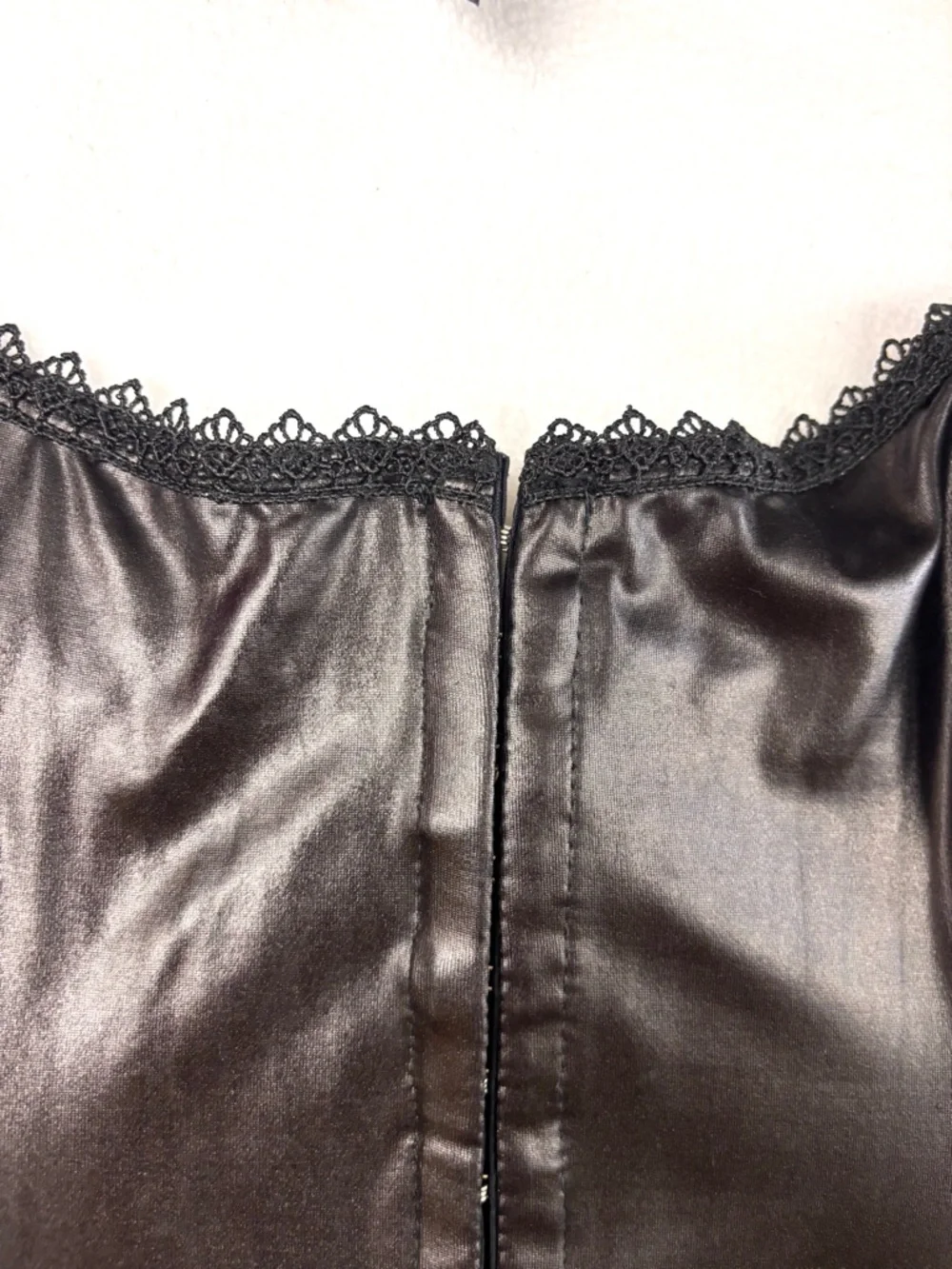 NWT Dreamgirl Faux Leather/Purple Lace Corset w/ Thong Lingerie Set